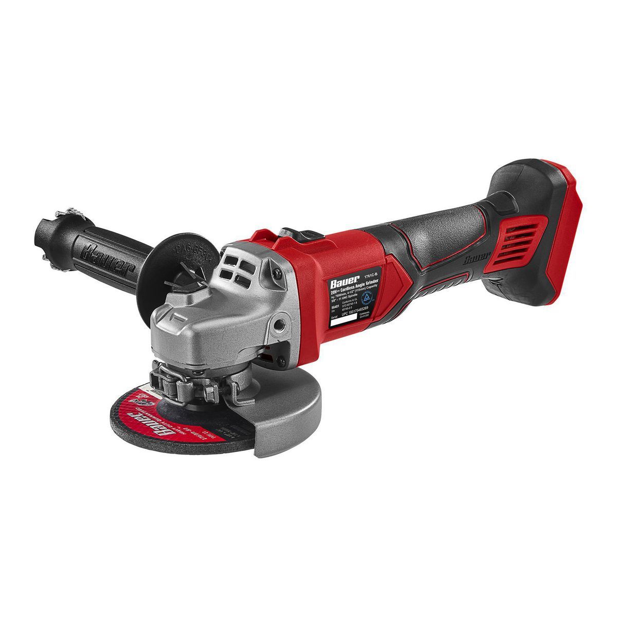 BAUER 20V Cordless 4-1/2 in. Slide Switch Angle Grinder - Tool Only