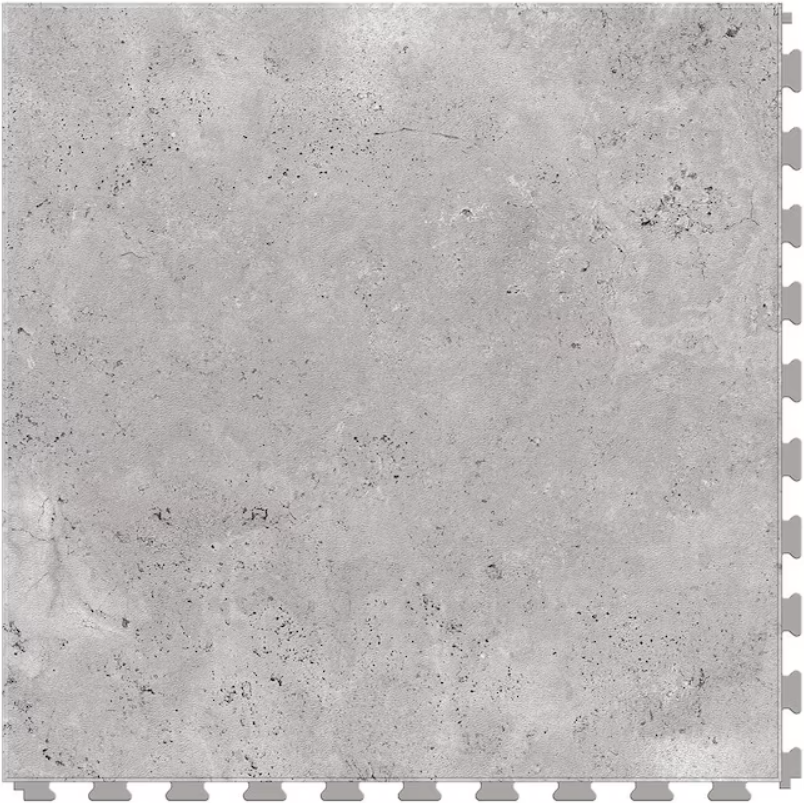 Perfection Floor Tile (Sample) Travertine Collection Silver/Satin Water Resistant Patterned Look Interlocking Vinyl Tile