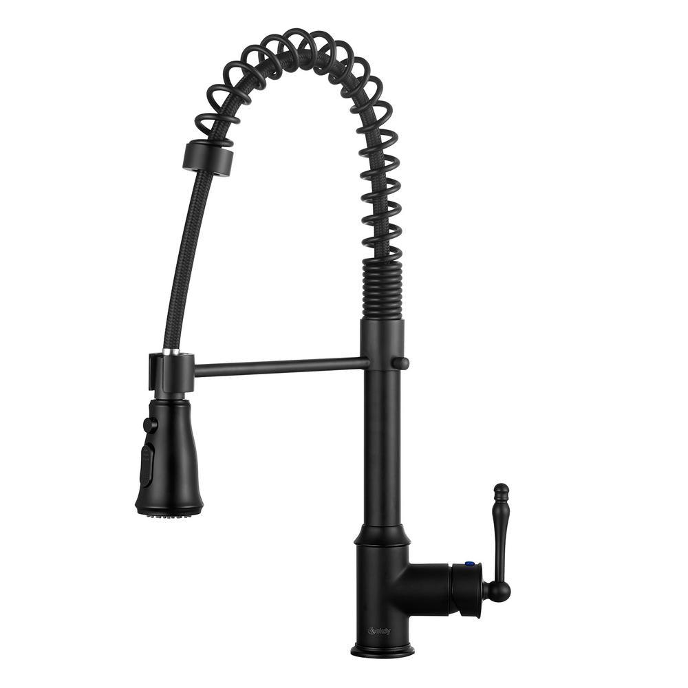 All-in-One Matte Black Finished Stainless Steel 33 in. x 22 in. Single Bowl Drop-in Kitchen Sink with Spring Neck Faucet