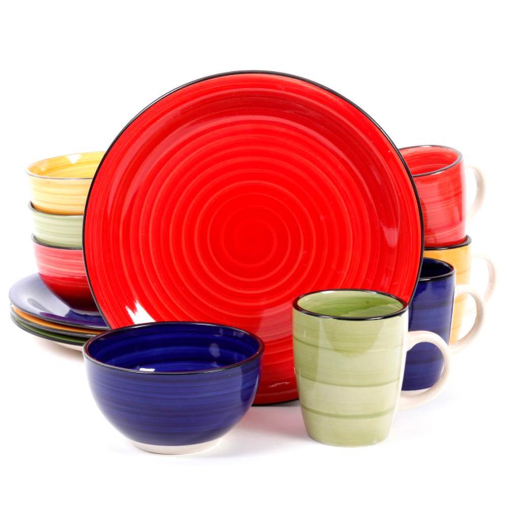 Color Speckle 12-Piece Rustic Assorted Stoneware Dinnerware Set (Service for 4)