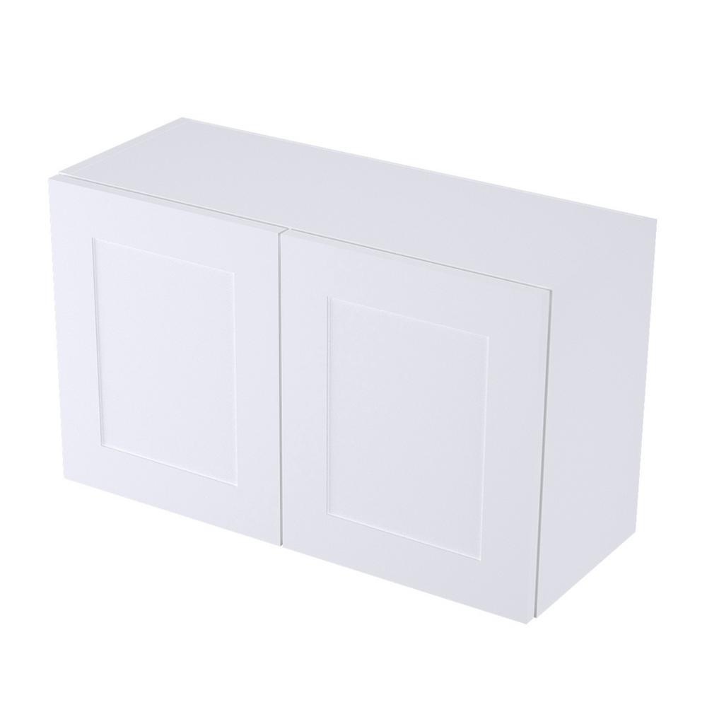 Threespine Ready to Assemble 30 in. x 18 in. x 12 in. Stock Bridge Wall Kitchen Cabinet in Shaker White Wood