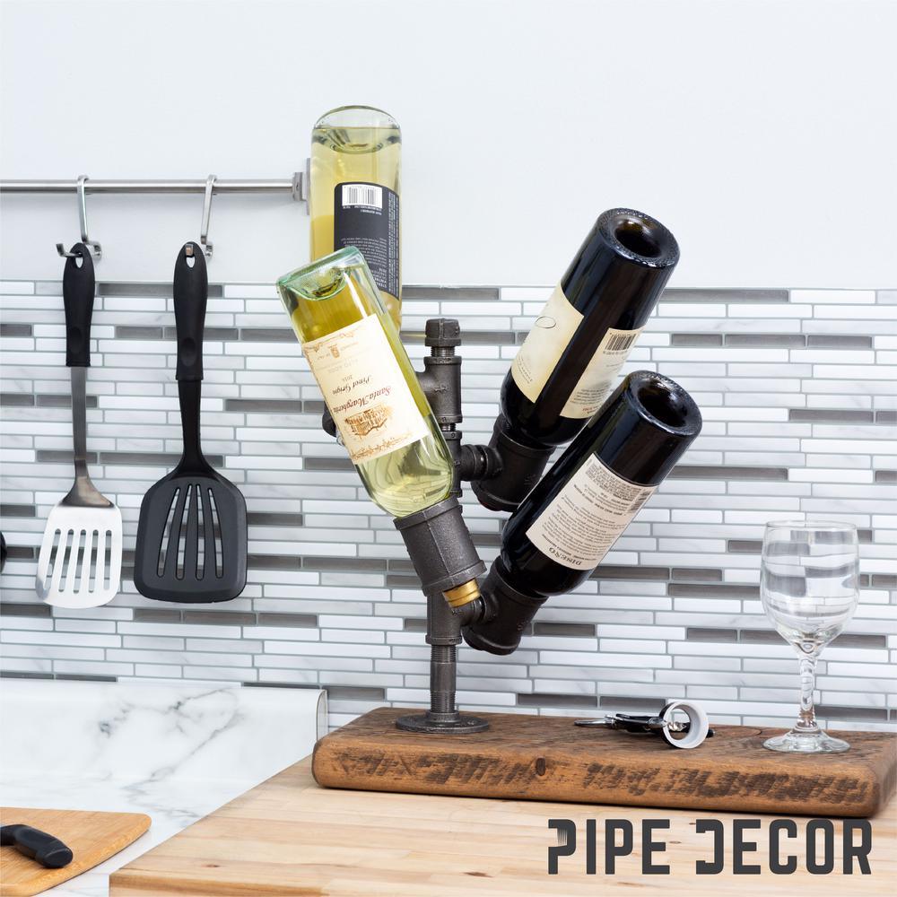 1/2 in. x 13.5 in. H Black Pipe Wine Holder Kit