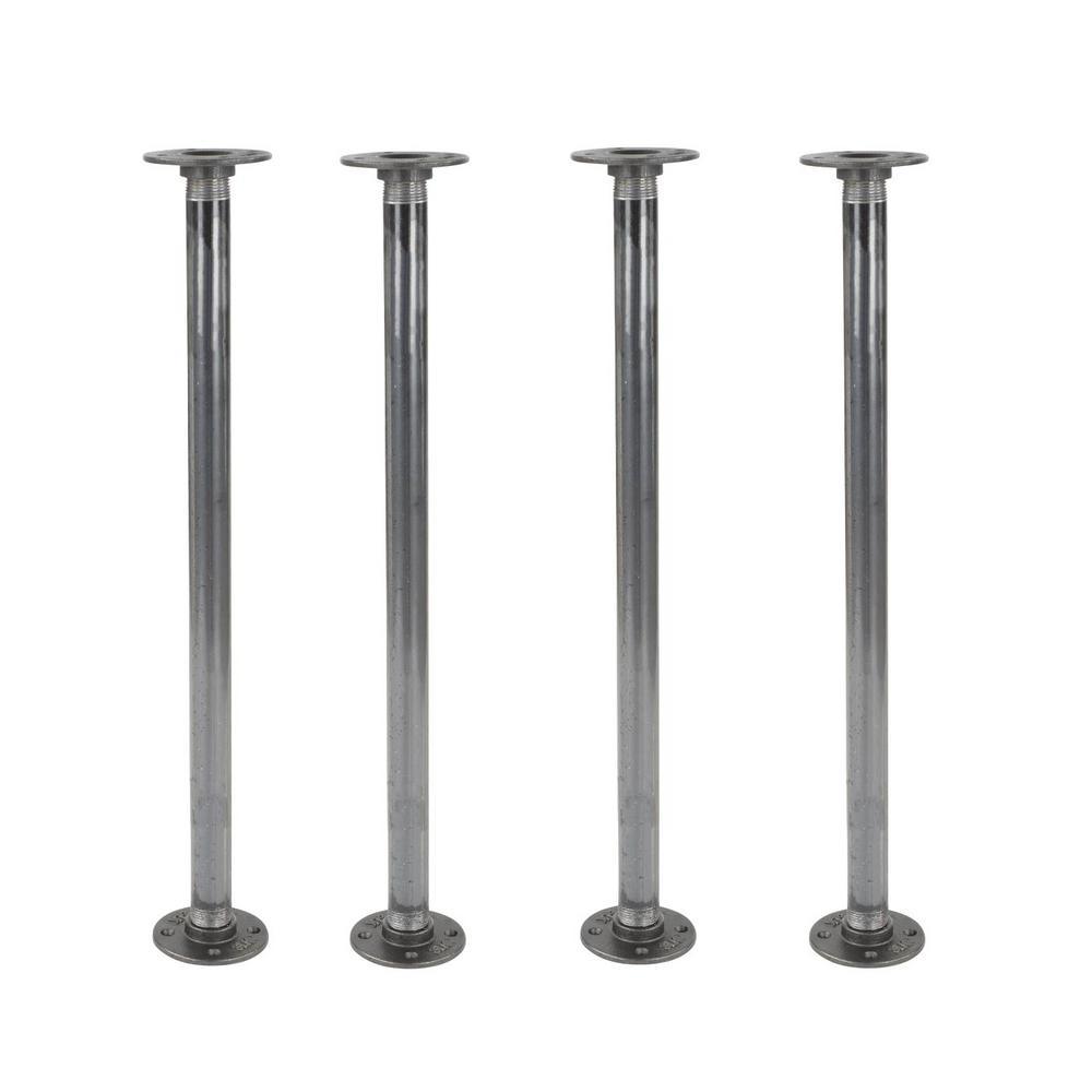 1 in. x 2 ft. L Black Steel Pipe and Flange Table Leg Kit (Set of 4)