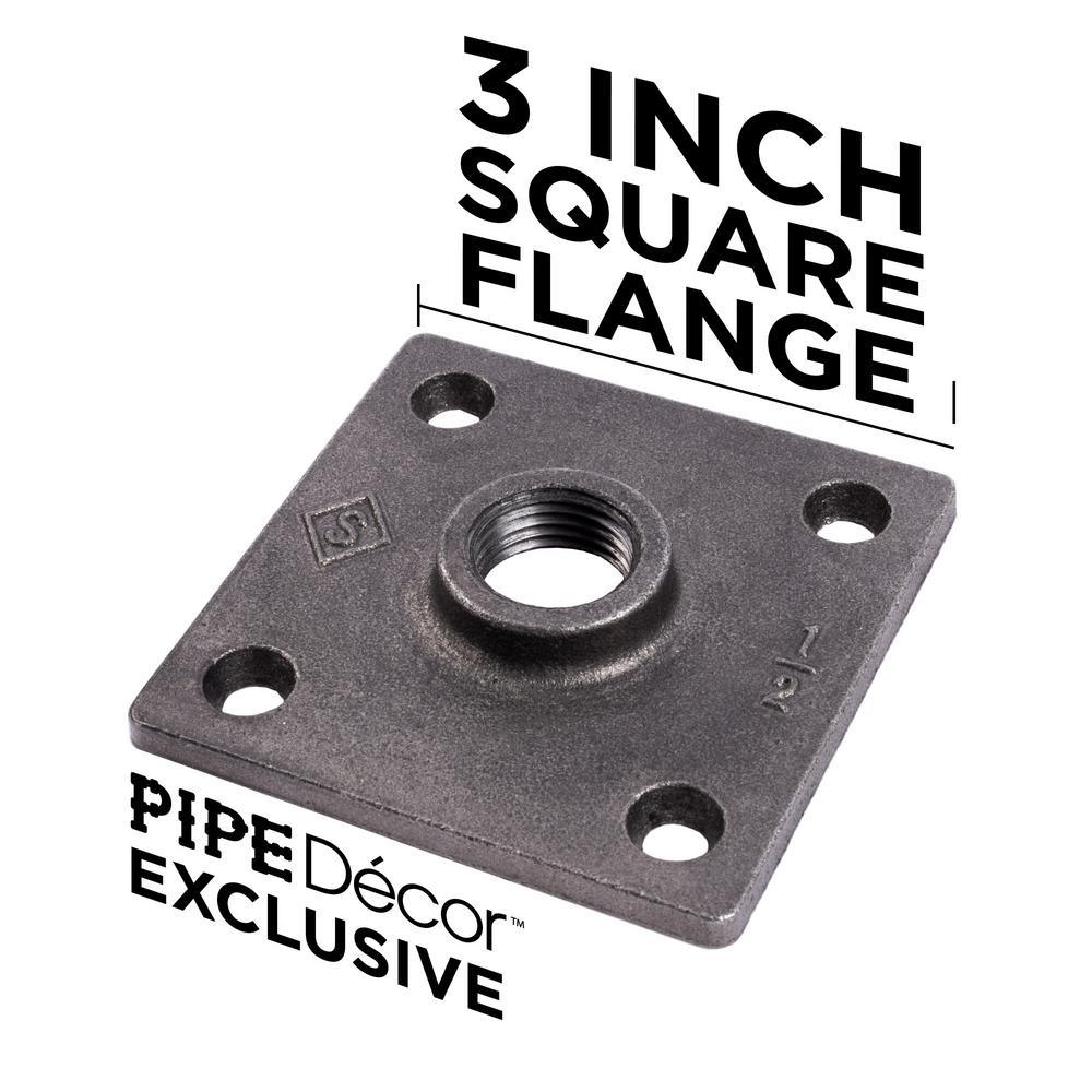 1/2 in. Black Pipe 8 in. L Wall Mounted Square Flange Shelf Bracket Kit (4-Pack)