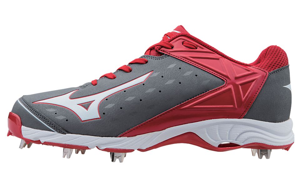 Mizuno 9 Spike Advanced Swagger 2 Low Baseball Spikes - Grey/Red