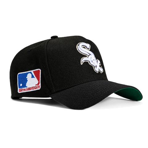 New Era 9Forty A-Frame Chicago White Sox MLB 100th Anniversary Patch Snapback Hat - Black