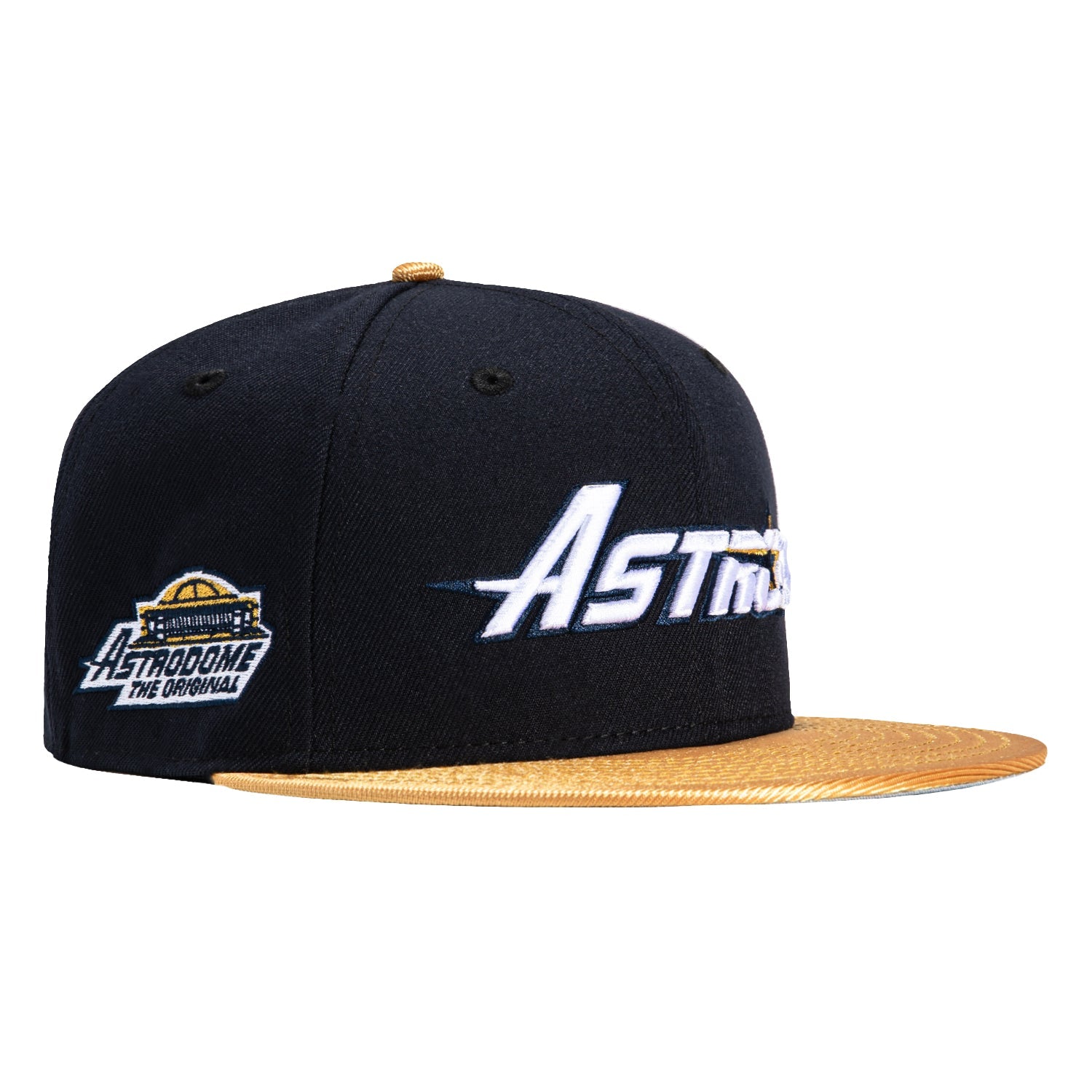 New Era 59Fifty Houston Astros Astrodome Patch Jersey Hat- Navy, Metallic Gold