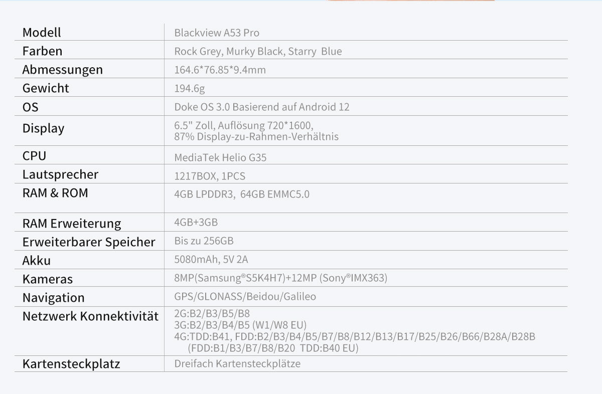 Blackview A53 Pro Deutsch Visual