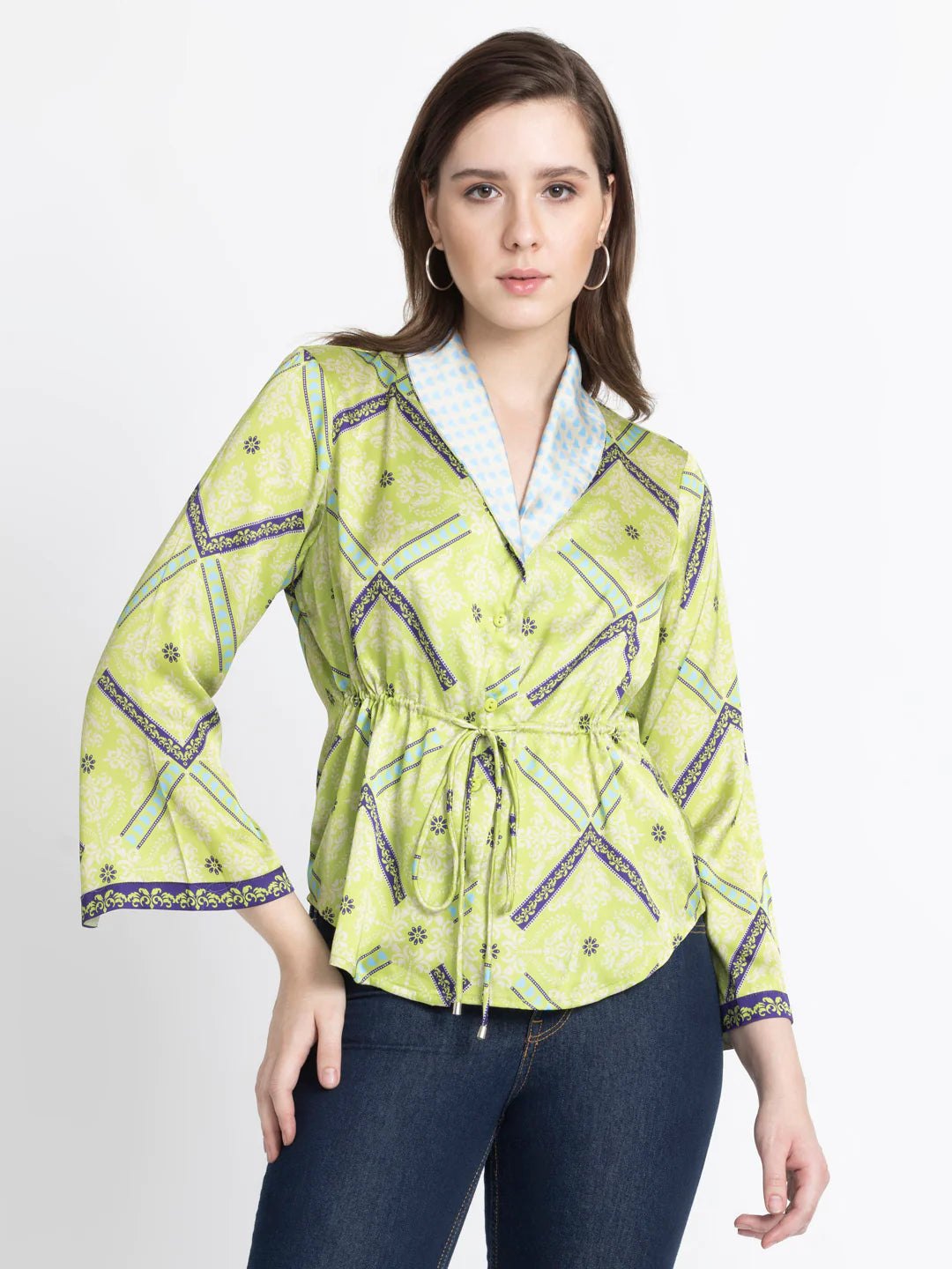 Green Shirt Jacket | Vibrant Green Cinched Shirt Jacket