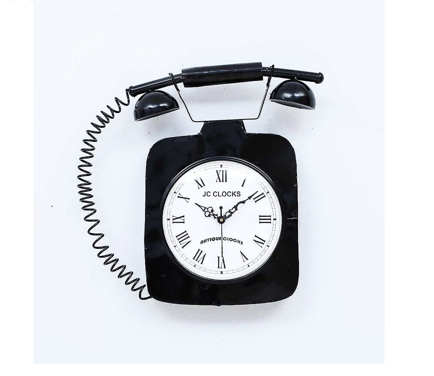 Nostalgic Iron Wall Clock in Vintage Telephone Design