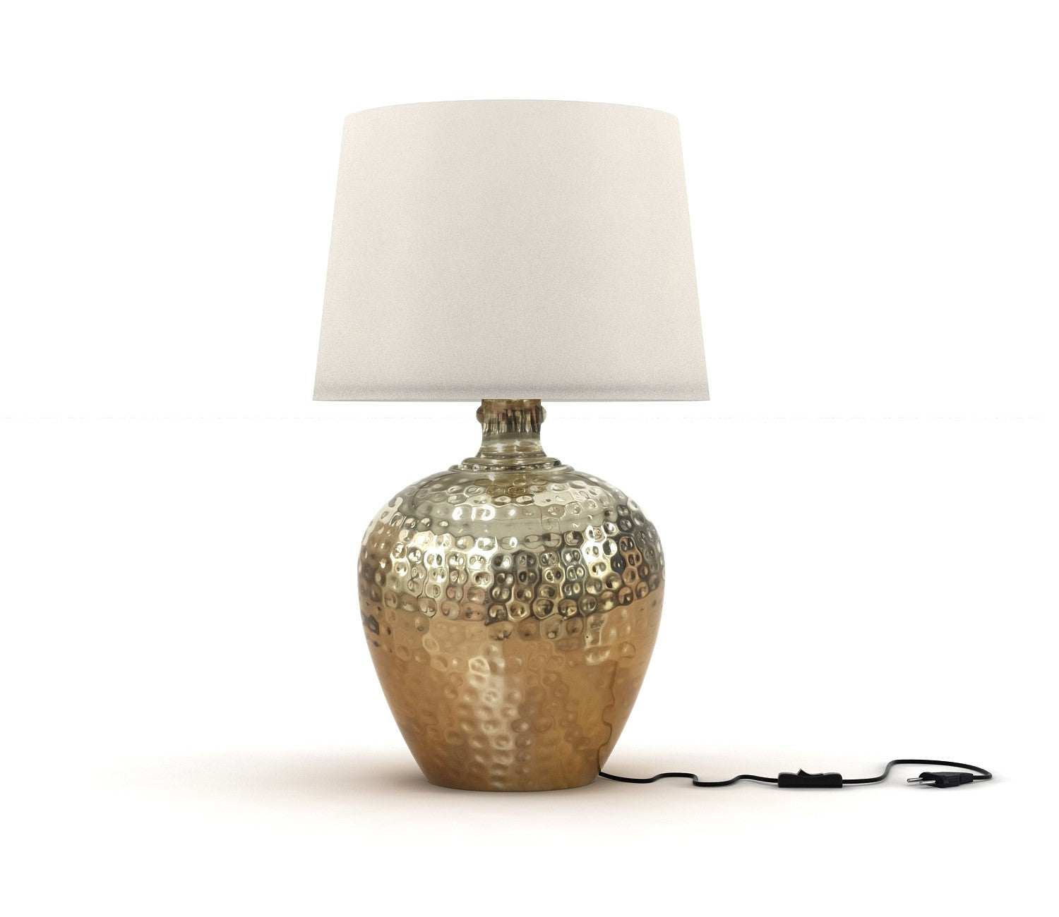Vintage Gold Metal Table Lamp with White Fabric Shade