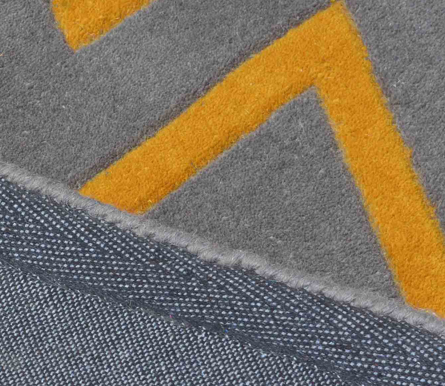 Gray and Yellow Chevron Hand-Tufted Wool Runner