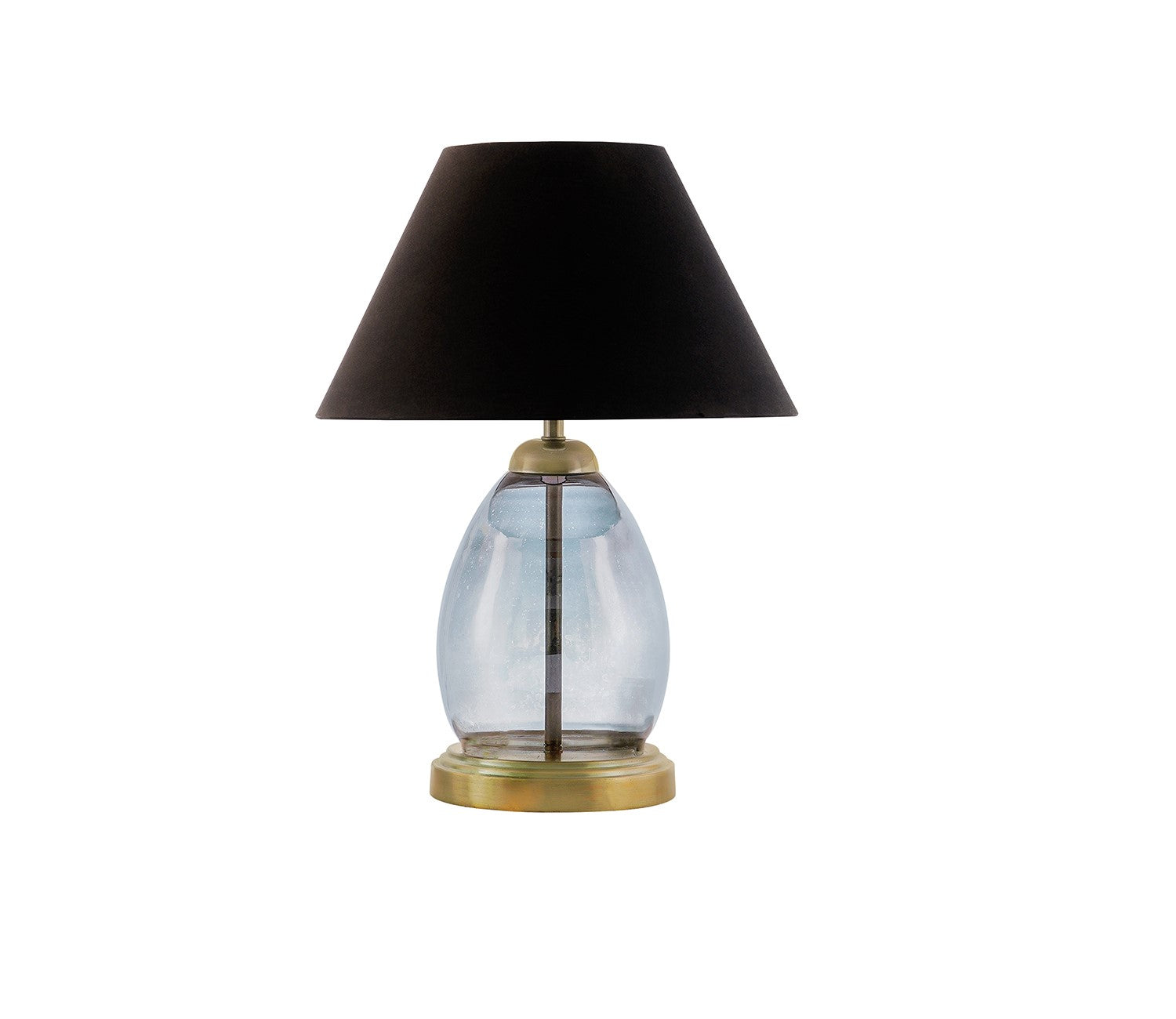 Tiered Black Glass Table Lamp with Cotton Shade (20.5