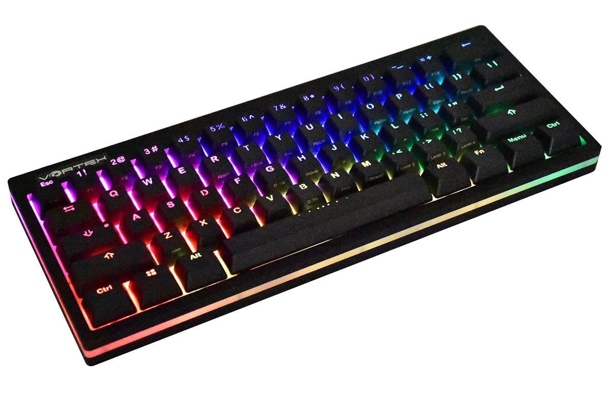 Vortex POK3R Black LE Frosted White Border RGB LED 60% Double Shot PBT Mechanical Keyboard