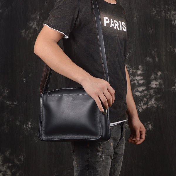 Retro Men Messenger Bag Full Grain Leather Men Shoulder Bag Men Crossbody Bag