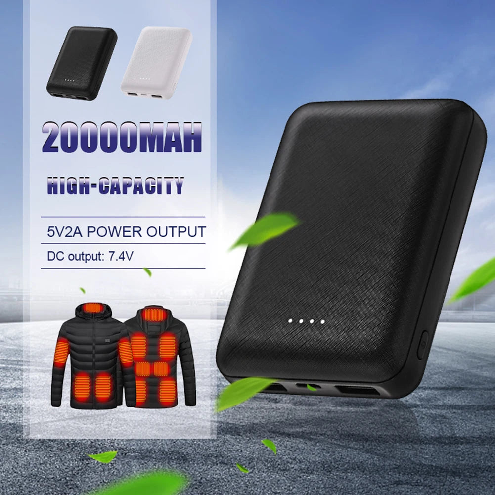 20000mAh Power Bank USB Charger External Battery Pack for Heating Vest Jacket Scarf Socks Glove