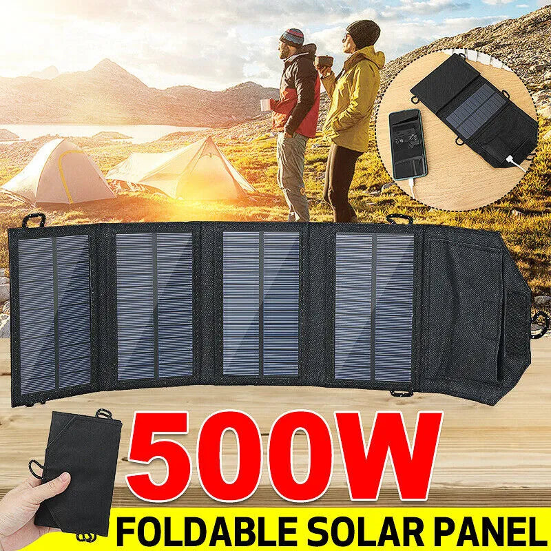 4-fold 500W Foldable  Portable Solar Panel charger USB 5V DC