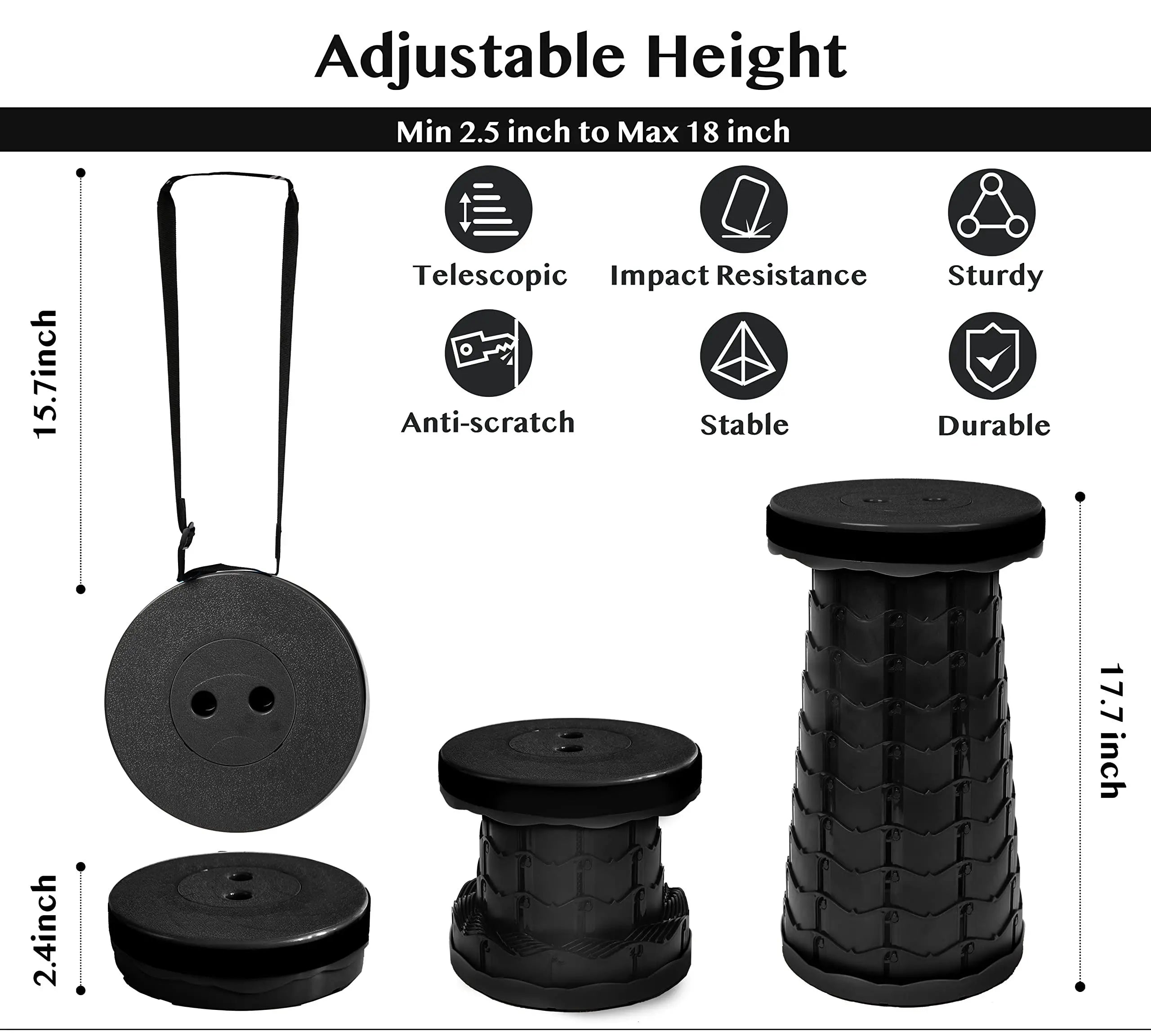 Collapsible Retractable Portable Lightweight Stool
