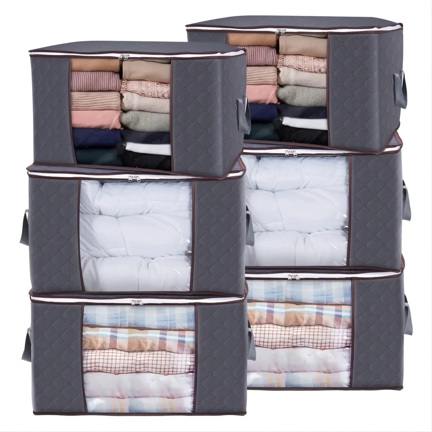 Large Capacity Clothes Storage Bag Organizer With Reinforced Handle For Blanket Comforters Bed Sheets Pillows Toys