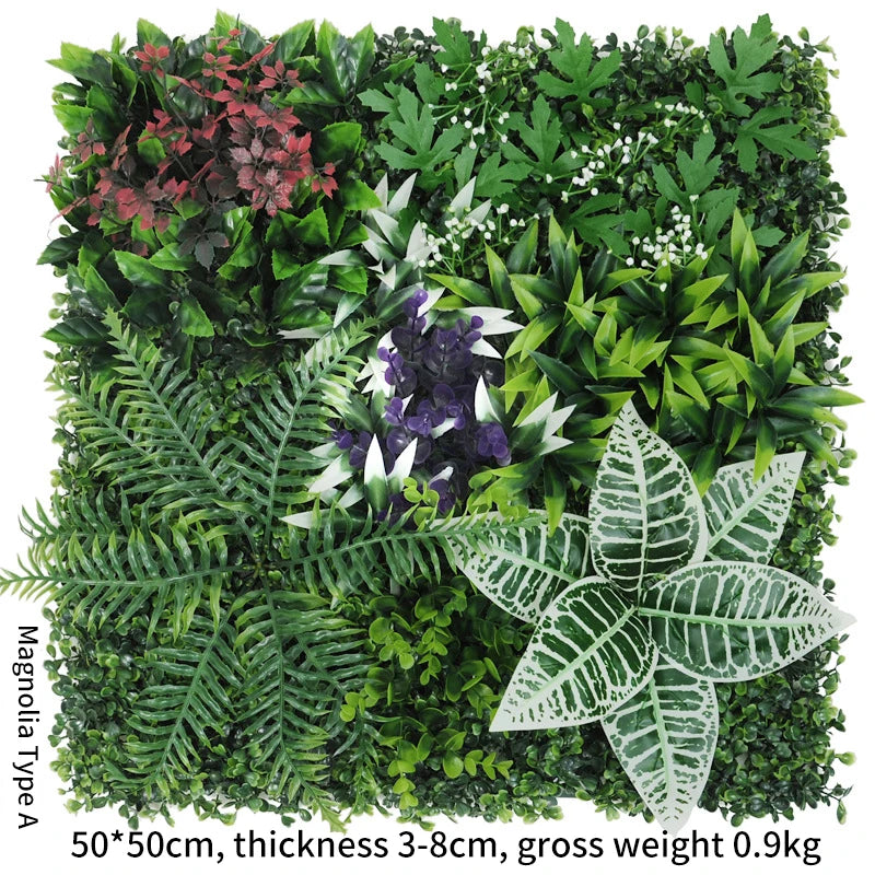 50x50CM 3D Artificial Plant Wall Panel Plastic Outdoor Green Lawn Backdrop