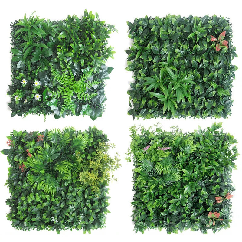 50x50CM 3D Artificial Plant Wall Panel Plastic Outdoor Green Lawn Backdrop