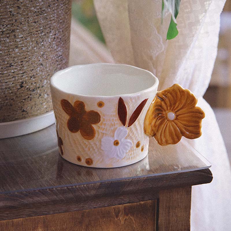 Autumn Moon Series Embossed Painted Ceramic Mug