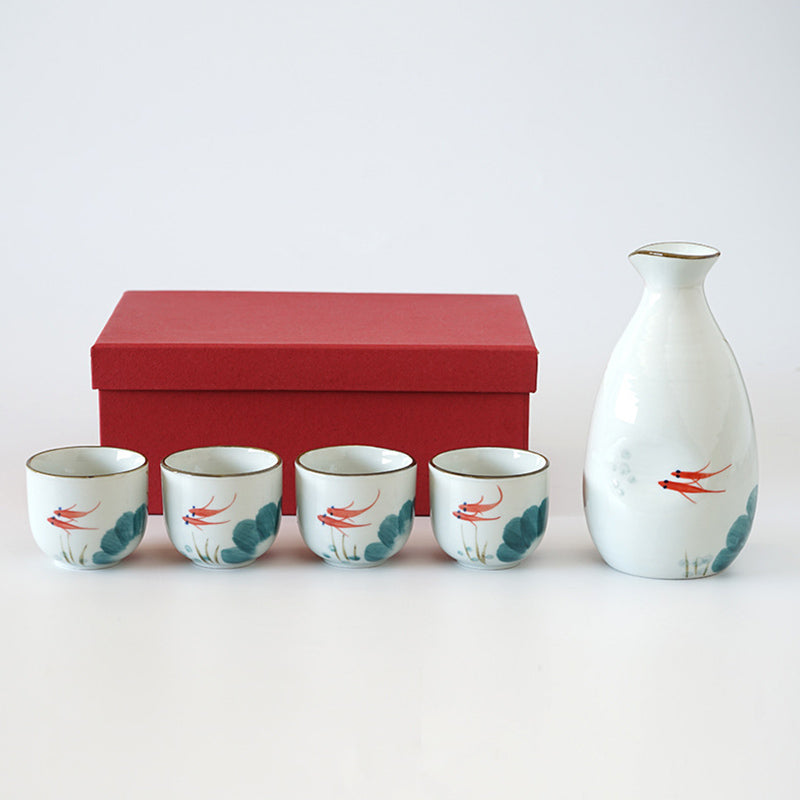 Koi Pond Sake Cup And Flask Set