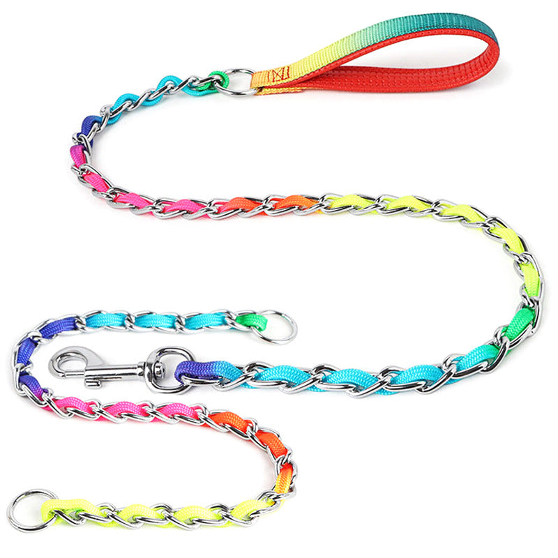 Rainbow Dog Chain for Small and Medium Sized Pets Dog Collar Colorful Pride Dog Leash