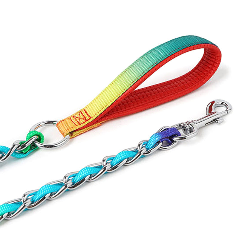 Rainbow Dog Chain for Small and Medium Sized Pets Dog Collar Colorful Pride Dog Leash
