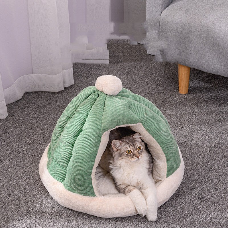 Pet Bed Cozy Nest for Small Dogs and Cats Half Enclosed Kennel Enclosed Kitty Kennel