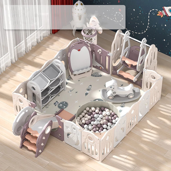 Foldable Baby Playpen with Toys Toddler Game Fence