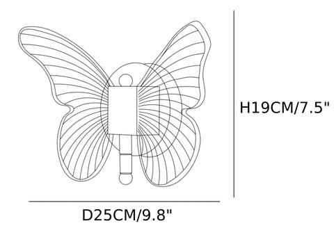 Gold Butterfly Wall Lamp D25*H19CM