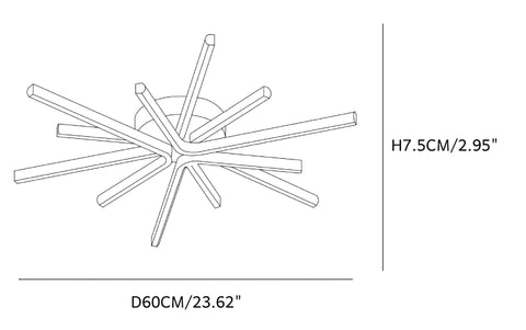 Draaibare staaf plafondlamp CAD D60*H7.5CM