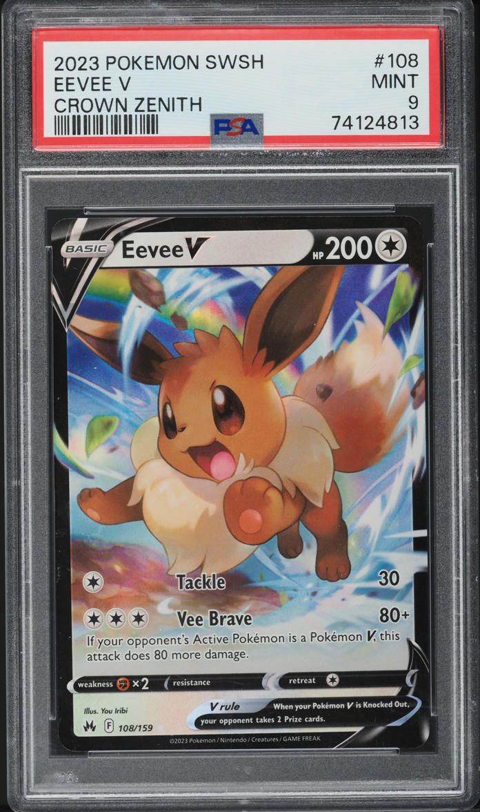 2023 Pokemon Sword & Shield Crown Zenith Full Art Eevee V #108 PSA 9 MINT