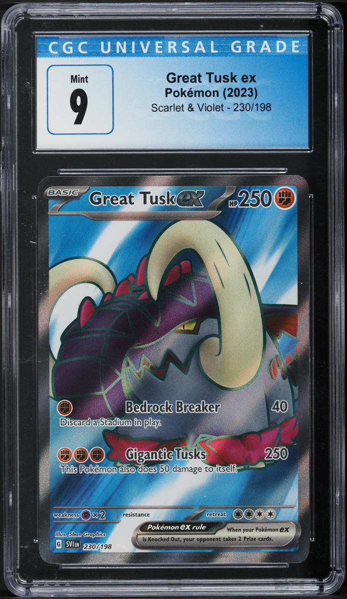 2023 Pokemon Scarlet & Violet Full Art Great Tusk ex #230 CGC 9 MINT