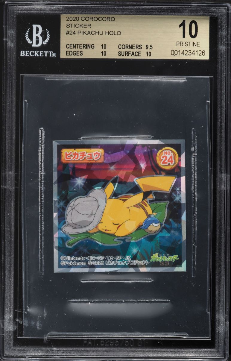 2020 Pokemon Japanese Corocoro Sticker Holo Pikachu #24 BGS 10 PRISTINE