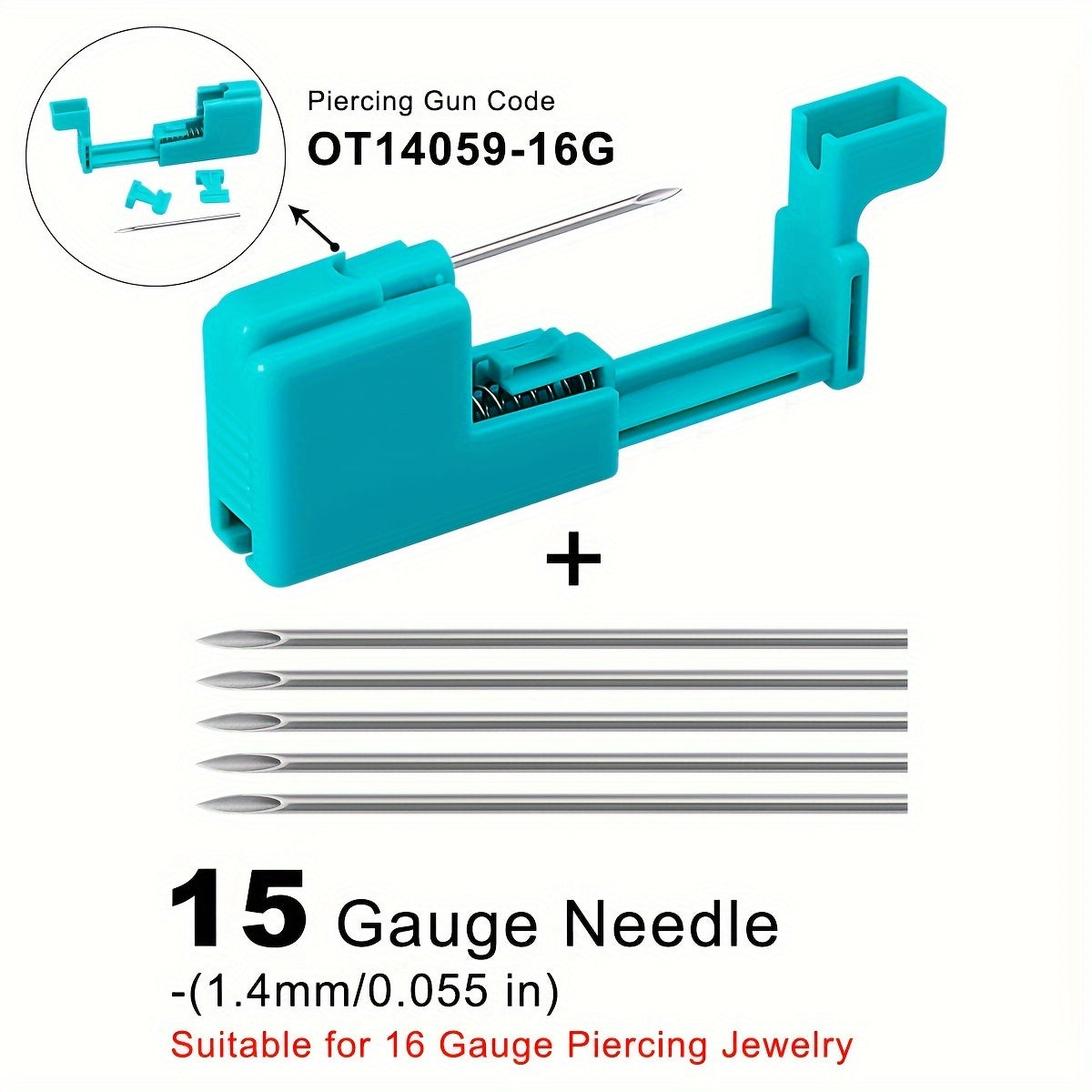 Body Piercing Jewelry Gun Tool Kit,Acrylic Piercing Pliers Clamp,Stainless Steel Piercing Needles Body Jewelry Ring Stud Hoop Barbell For Ear Lip Navel Tongue Nose Eyebrow,Blue Gloves,Kit Contains Quantities As Shown In The Picture