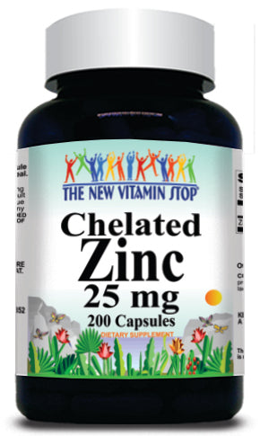 50% off Price Chelated Zinc 25mg 100 or 200 Capsules 1 or 3 Bottle Price