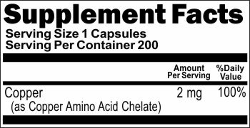 Chelated Copper 2mg 200 Capsules 1 or 3 Bottle Price
