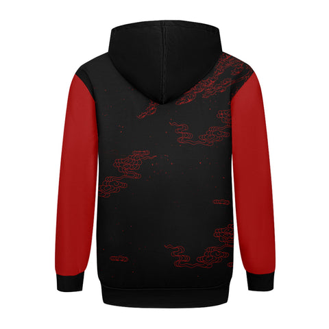 个性定制打印Logo中国莆田特色妈祖文化主题男女同款连帽衫外套黑红色YW045-2306022-2