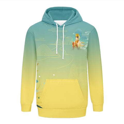 个性定制打印Logo中国莆田特色妈祖文化主题男女同款连帽衫外套黄蓝色YW045-2306023
