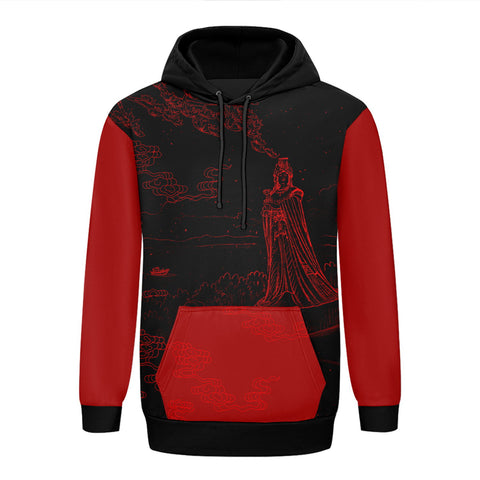 个性定制打印Logo中国莆田特色妈祖文化主题男女同款连帽衫外套黑红色YW045-2306022