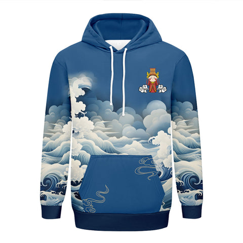 定制打印Logo个性设计中国莆田特色妈祖文化主题男女同款连帽衫外套蓝白色YW045-2306019