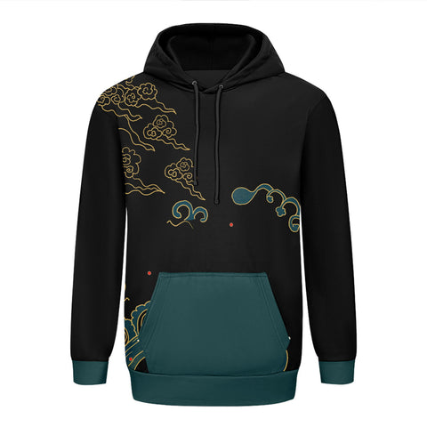 定制打印Logo个性设计中国莆田特色妈祖文化主题男女同款连帽衫外套黑绿色YW045-2306016