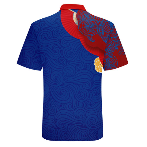 定制打印Logo中国莆田特色妈祖文化主题男女同款短袖Polo领子T恤衫红蓝色YW044-2306021-2