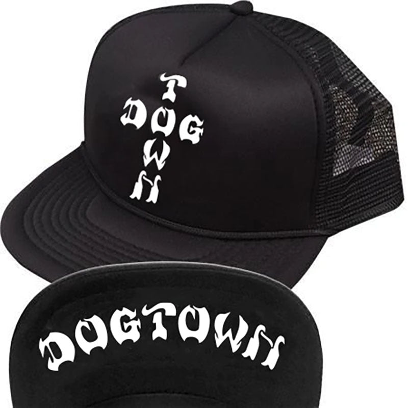 Dogtown Skateboards Cross Letters Flip Mesh Black Hat