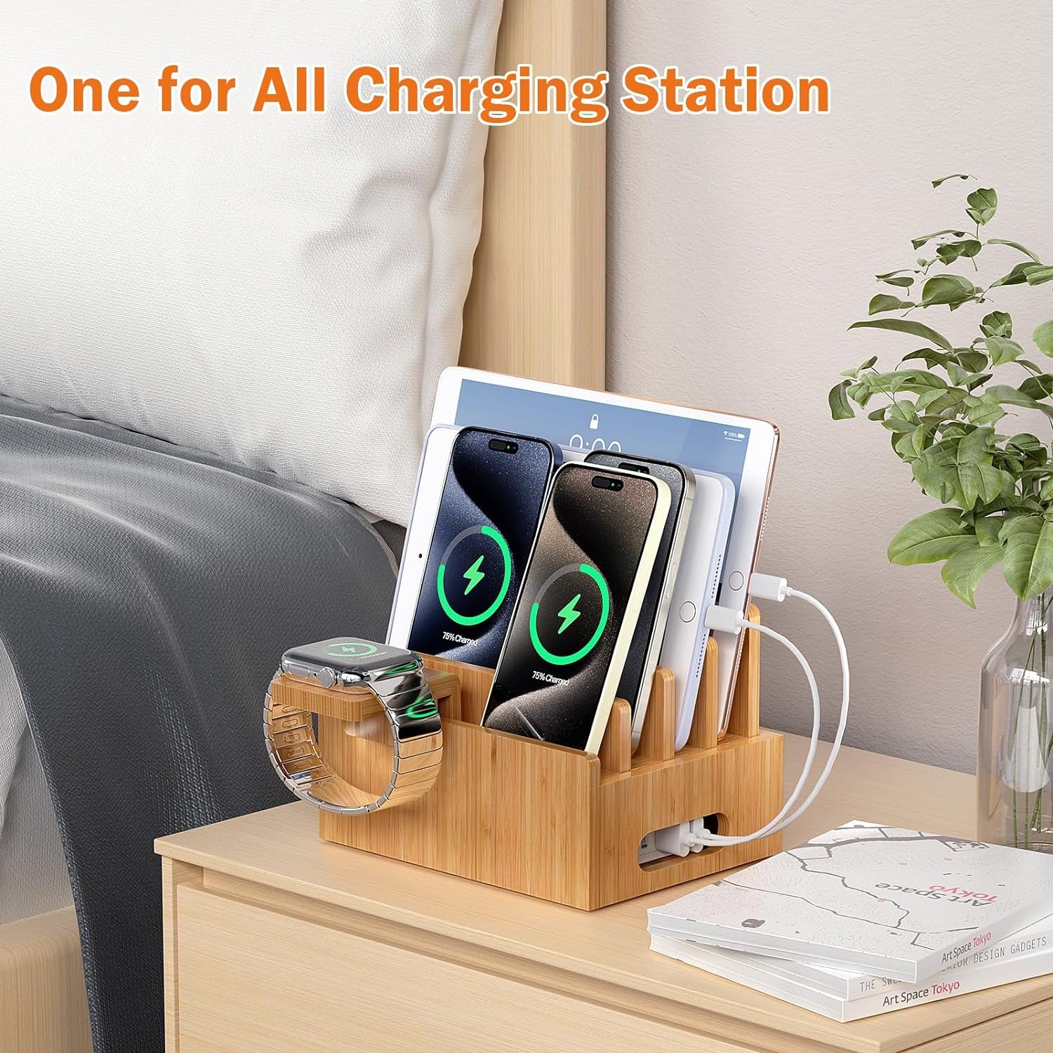 Bamboo Charging Station for Multi-Device