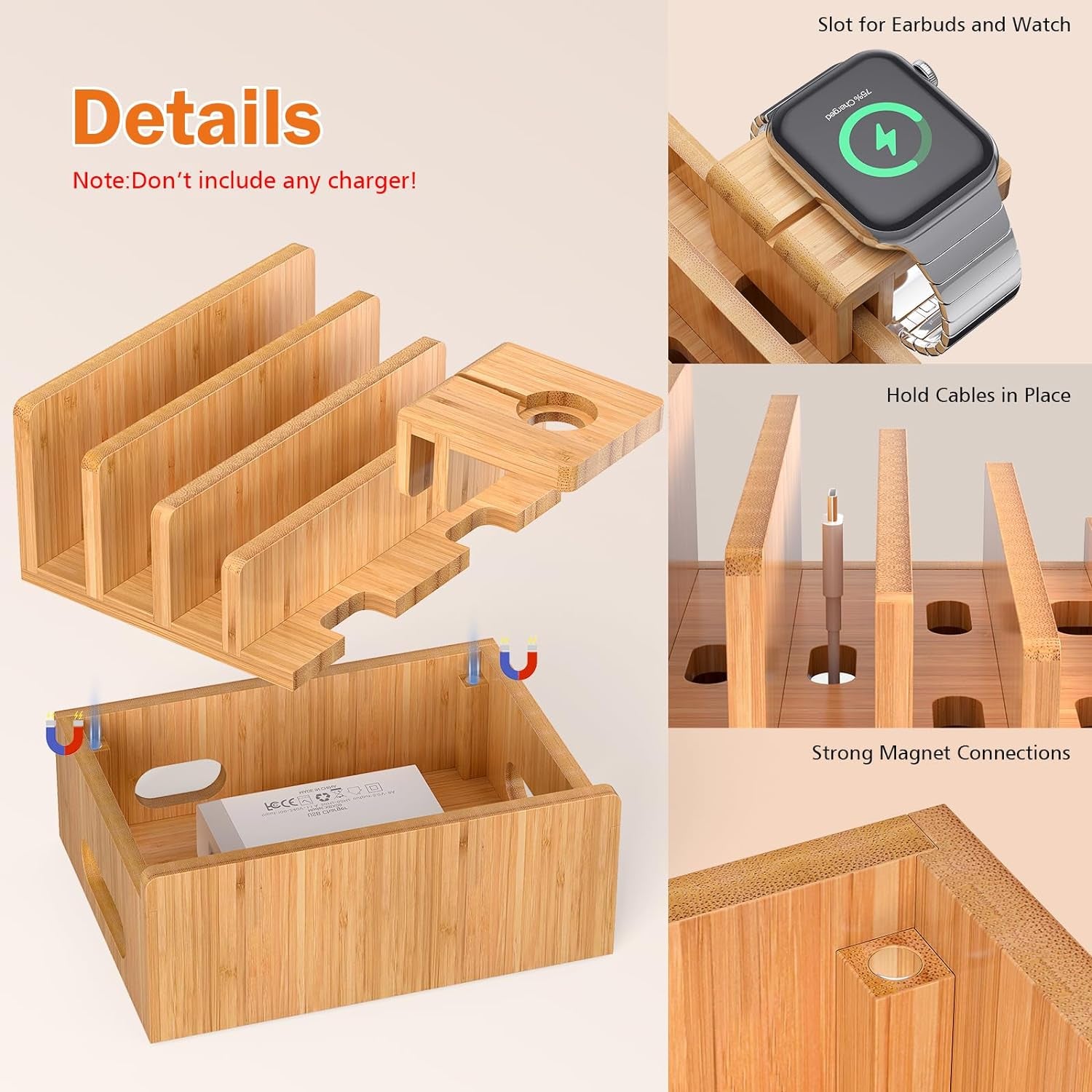 Bamboo Charging Station for Multi-Device