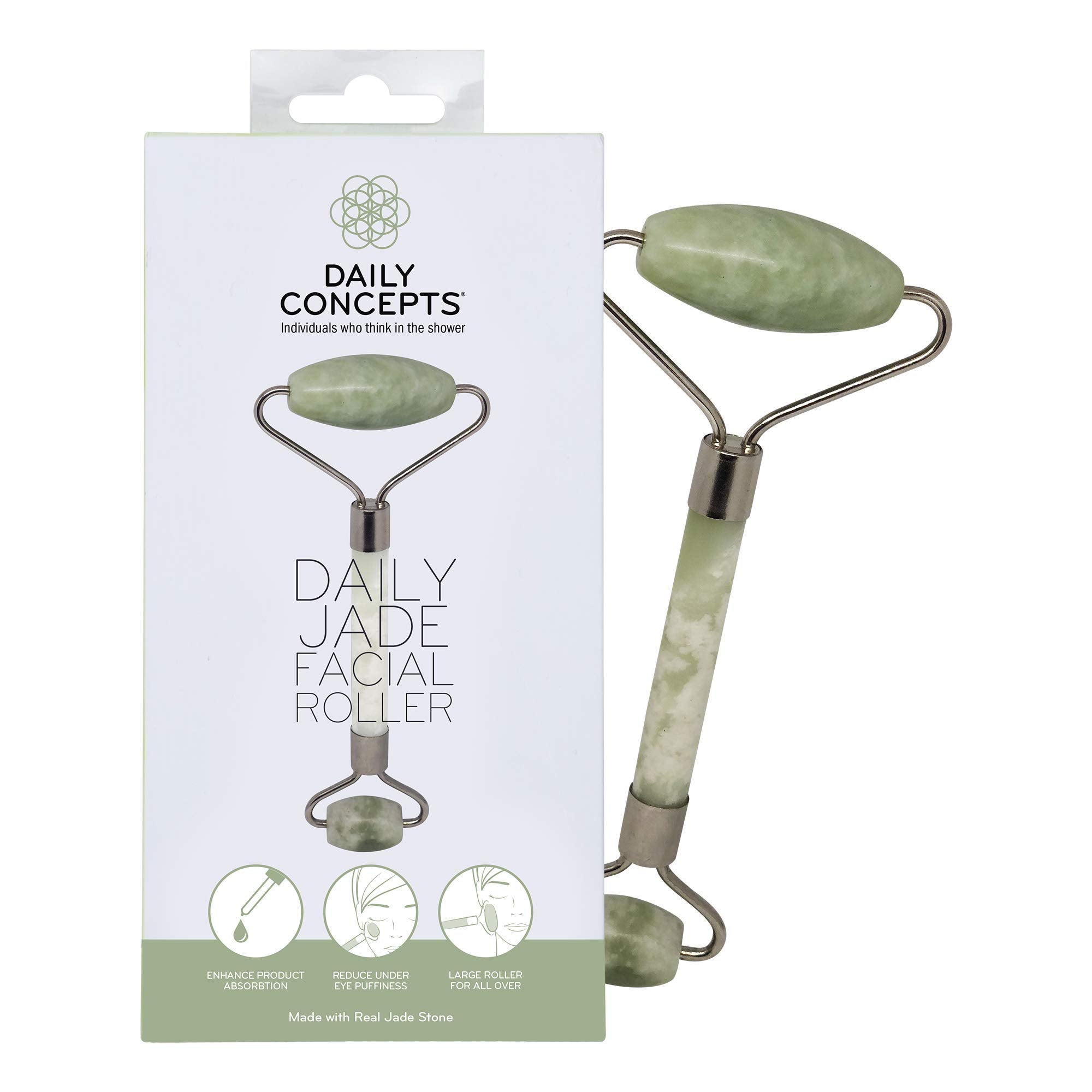 Daily Concepts Daily Jade Facial Roller Helps to Sculpt Facial Features for Brighter Glowing Skin, Safe and Gentle for All Skin Types 150g