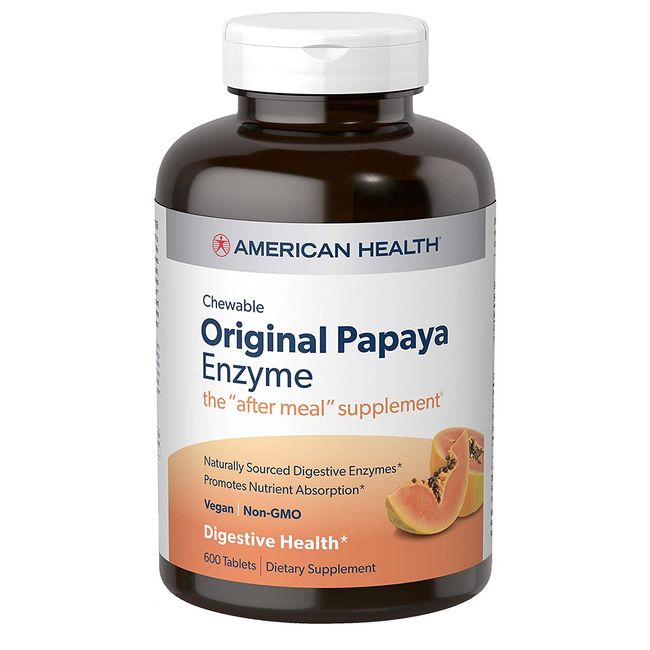 American Health Papaya Calcium Magnesium 600 Tablets Overseas, 3 Pack